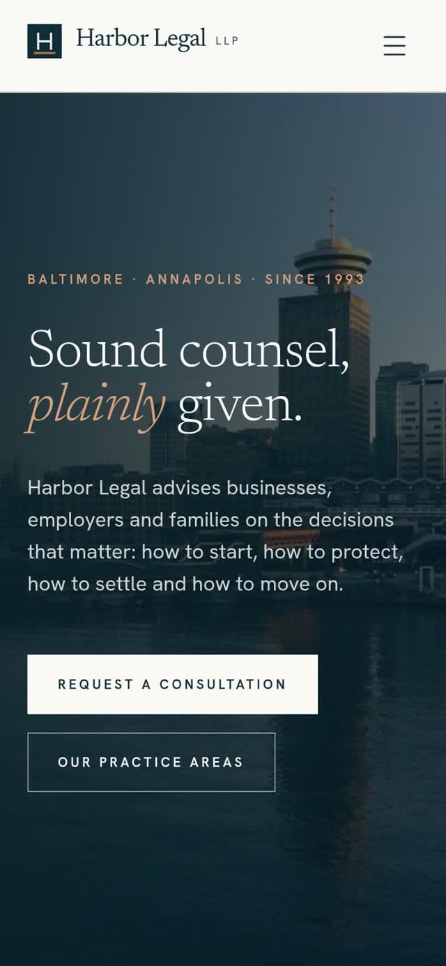 Harbor Legal on a phone