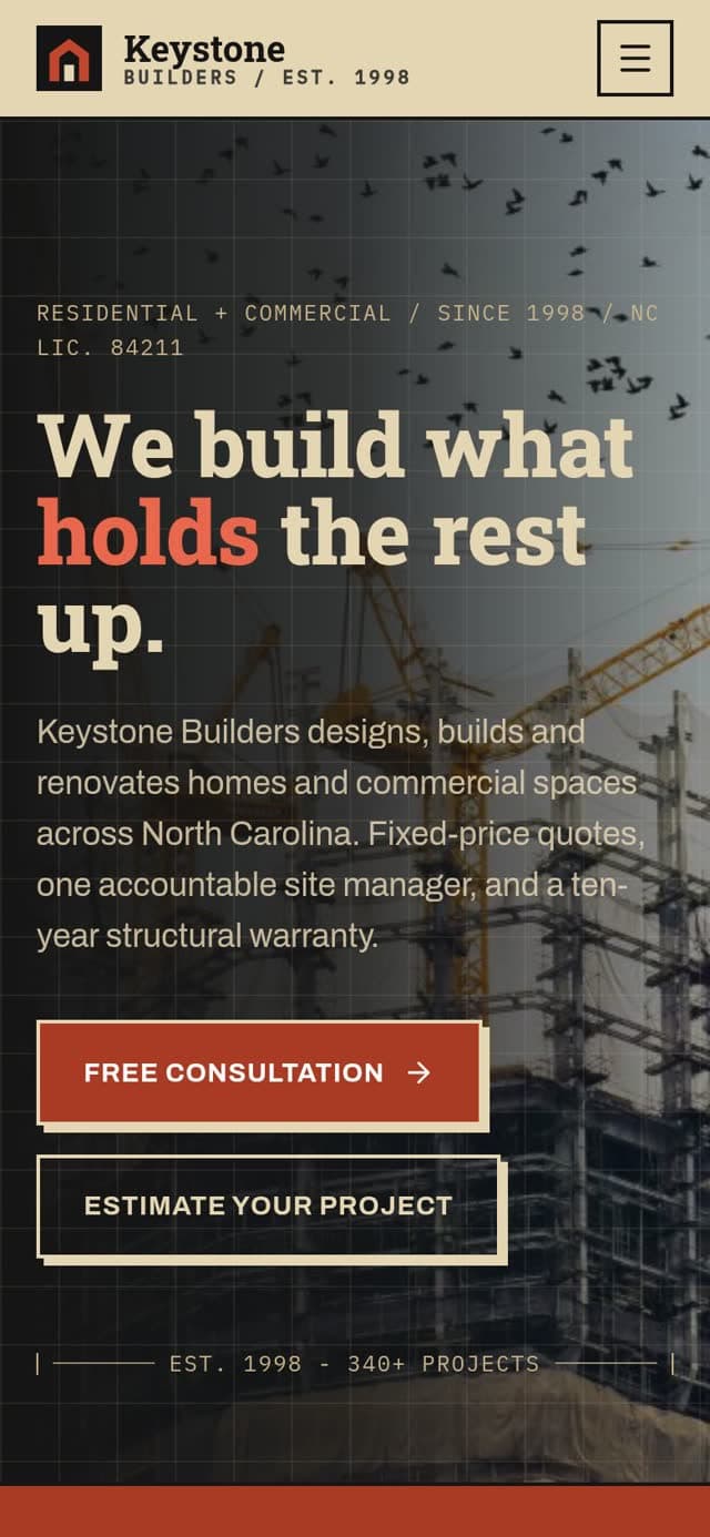 Keystone Builders on a phone
