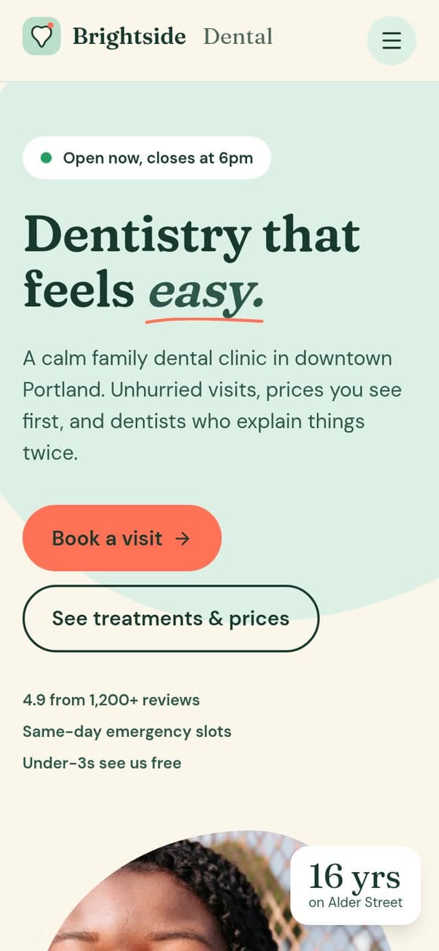 Brightside Dental on a phone