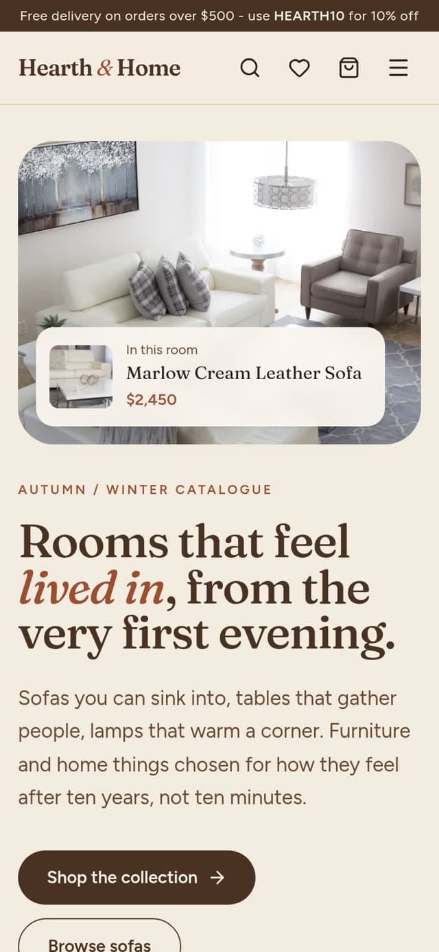 Hearth & Home on a phone